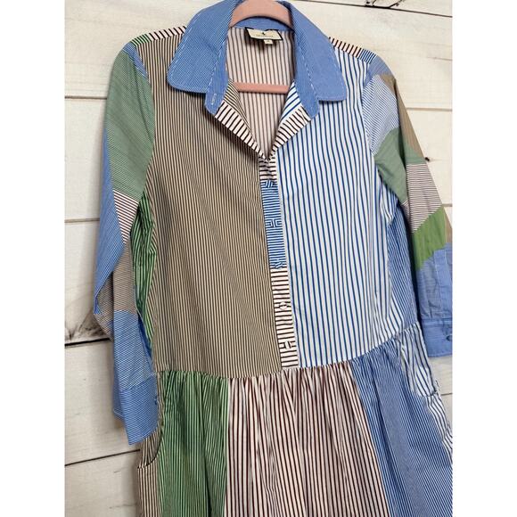 Tuckernuk Dress Striped Multicolor Size MED Buttons Collared - Picture 7 of 7